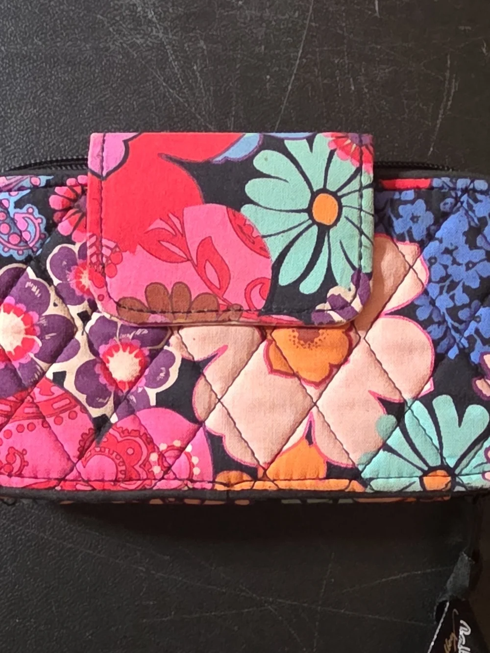 Vera Bradley Quilted Floral Card & ID Holder in Pink Multi